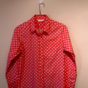 Victoria SECRET blouse Pink polka dots Size Medium gorgeous long with signature